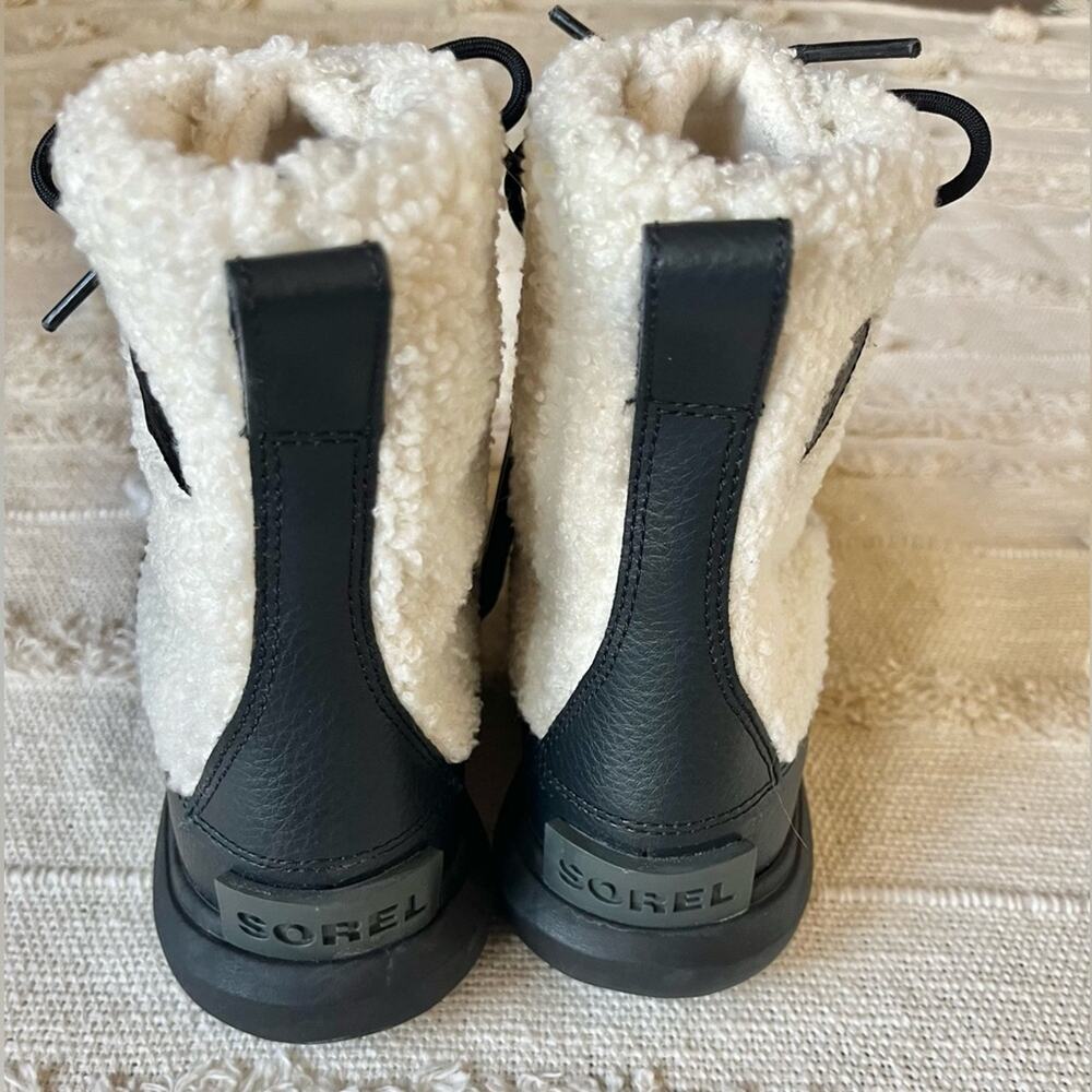 Sorel Women's Explorer II Joan Cozy Black White Sea Salt Boots size 6 - Picture 7 of 10